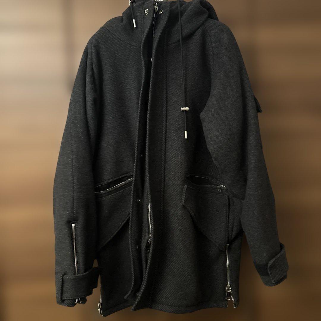 エ*ヲ様 MLVINCE ダークグレー フード付きウールコート