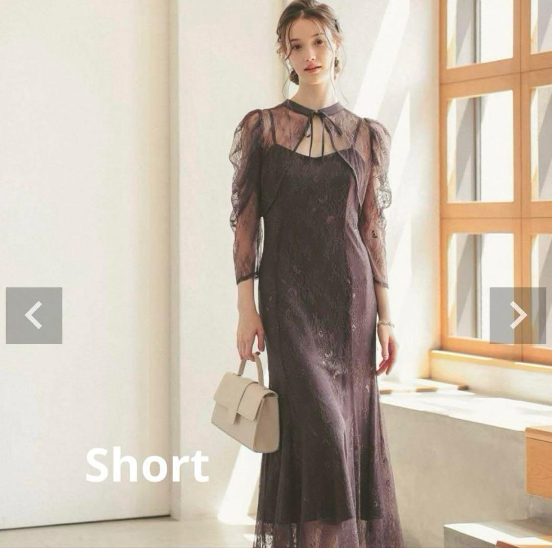 【美品】Dolly doll ボレロレイヤードレースドレス チャコール