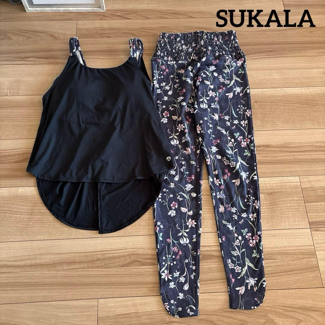 スカーラ★ブラトップ★レギンス★ボタニカルシャーリング★S★LABA★黒★紺★花