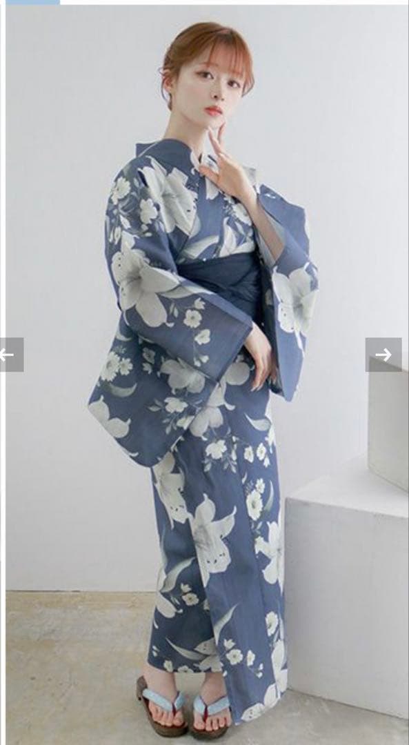 【KYOETSU】浴衣セット(浴衣、兵児帯、肌着、下駄、腰紐x2 巾着、帯留め）