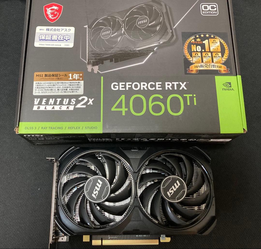 グラフィックボード・グラボ・ビデオカード MSI GeForce RTX 4060 Ti Ventus Black