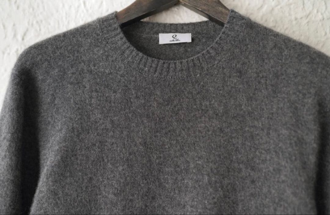 Q Retailor カシミヤクルーネックニットセーター グレー イタリア製