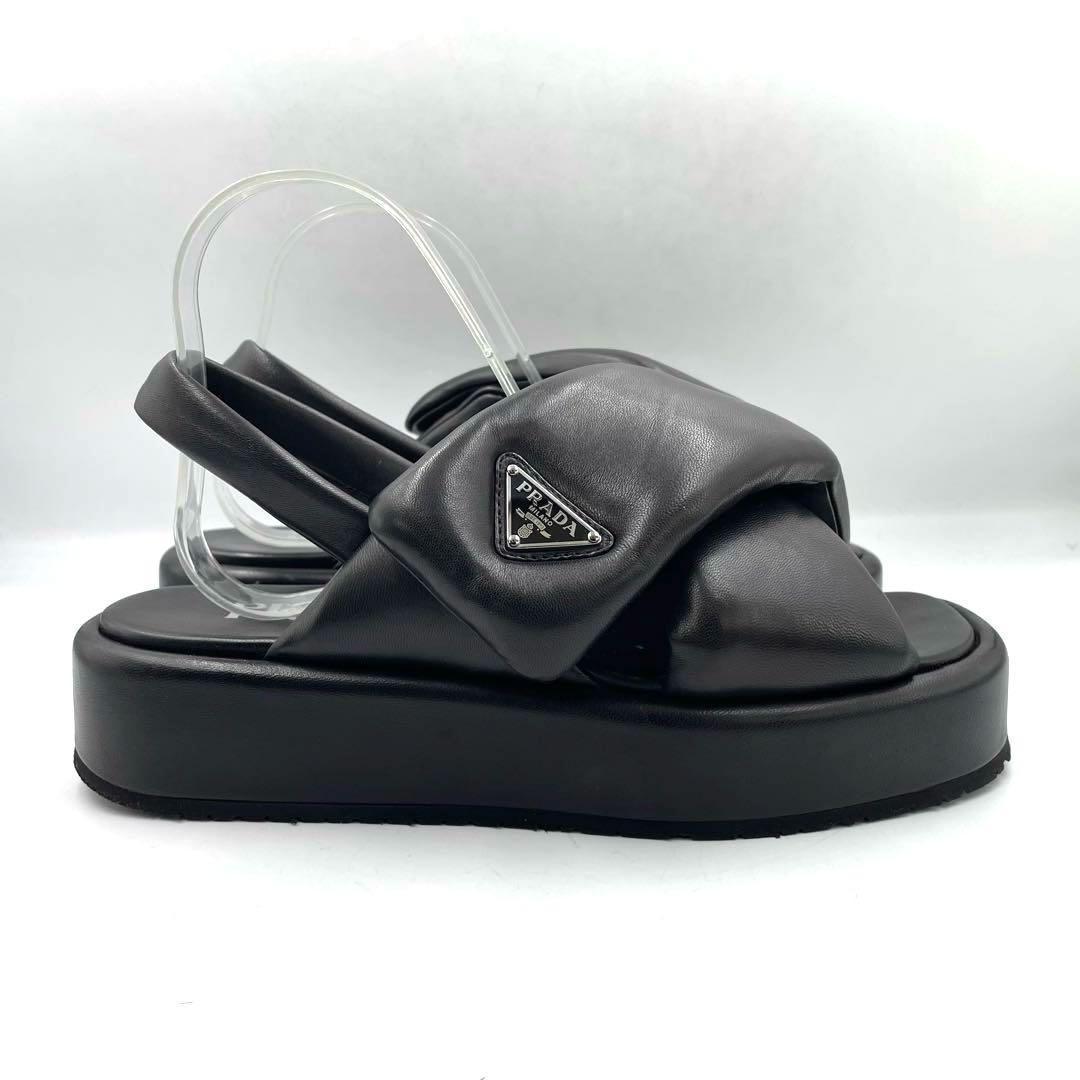 ICチップ内蔵 プラダ サンダル ソフトパテッドナッパレザー 三角プレート38