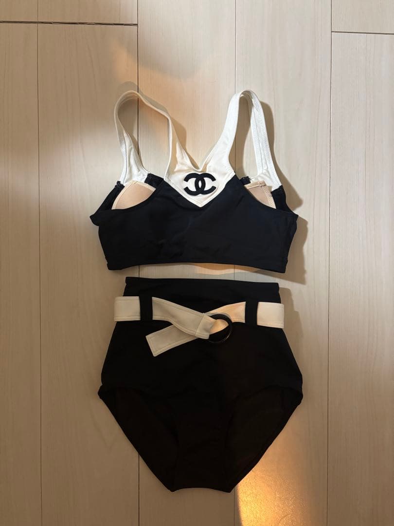 未使用 ヴィンテージ CHANEL 水着 スイムウェア ココマーク 白黒