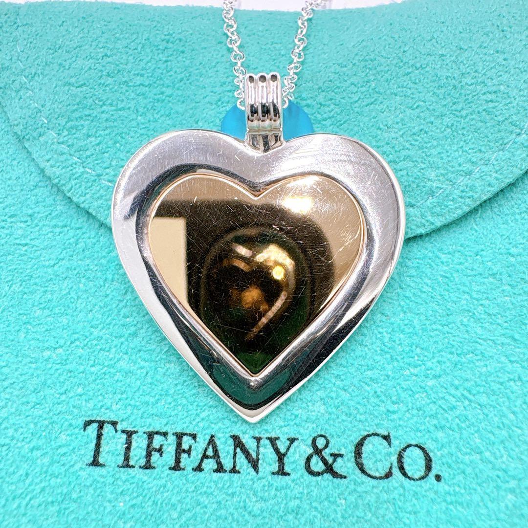 美品 オールドティファニー ハート コンビ チェーン社外品 シルバー k18