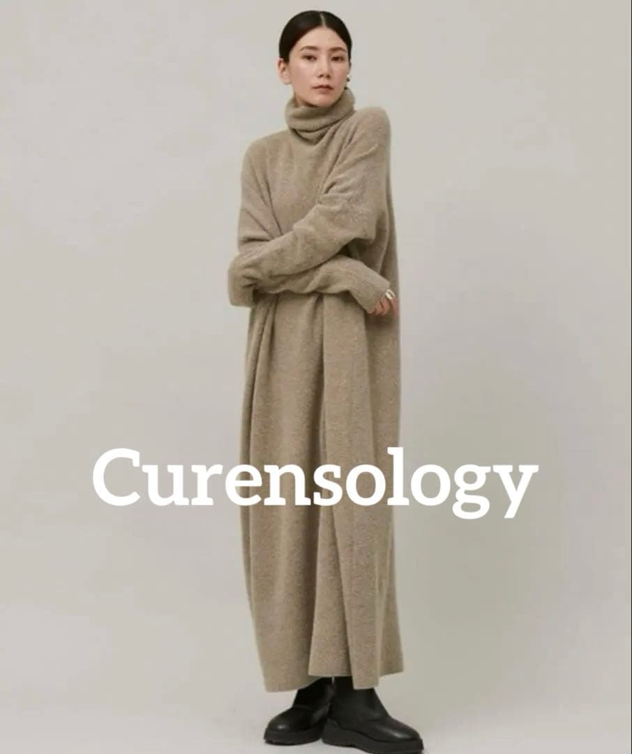 ◆クリーニング済◆カレンソロジー ウールポアンニットワンピース ベージュ F