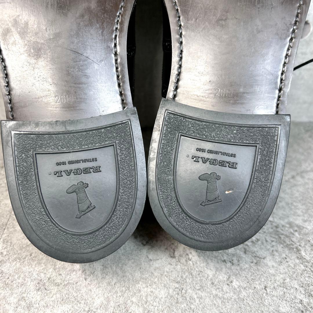 未使用級【REGAL】ビジネスシューズ/V083/メダリオン/ウイングチップ/黒