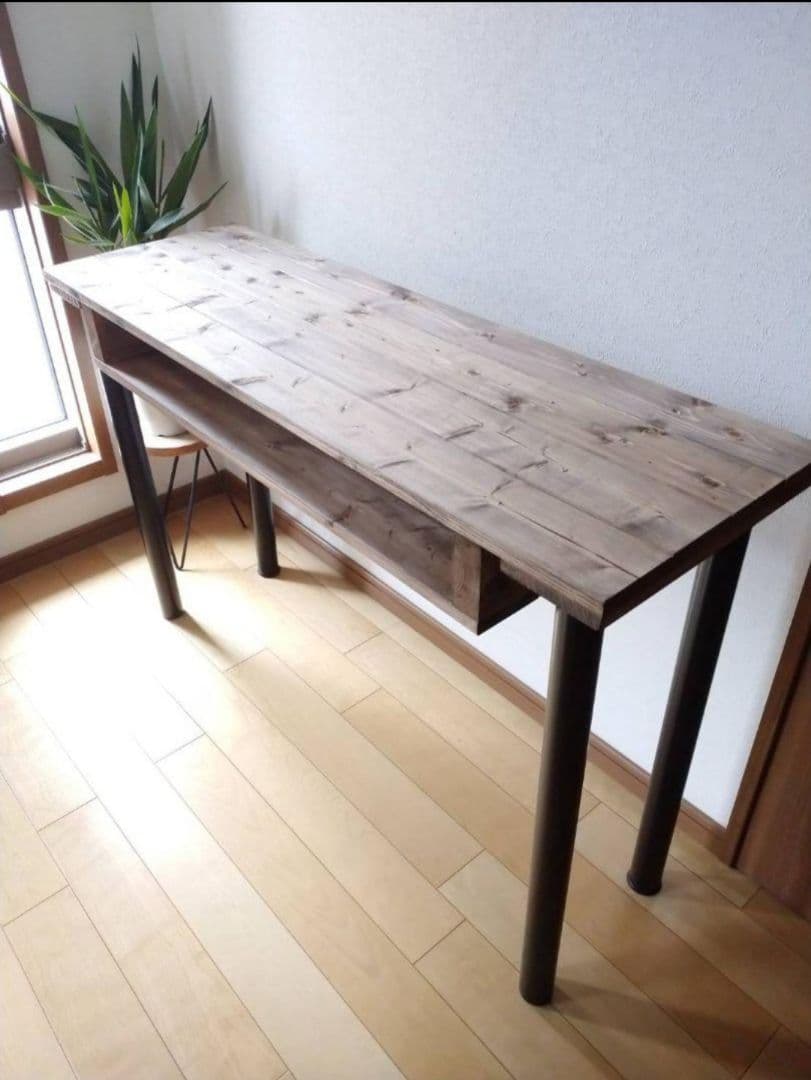 【一脚のみ】80✕45 カウンターテーブル　ウォールナット　無垢材　アイアン脚