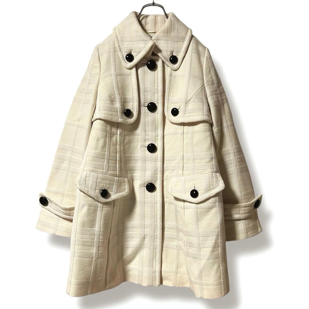 美品❤️シャドーチェック❤️バーバリーブルーレーベル コート Aライン 白 38