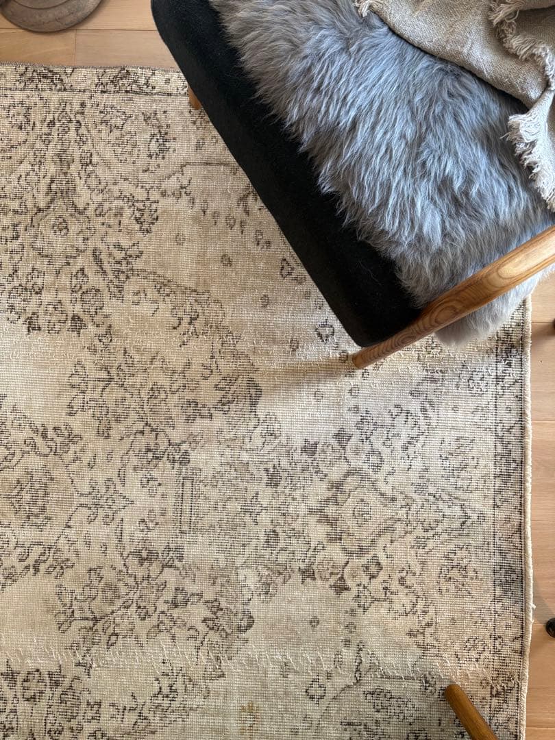 ヴィンテージラグ　トルコ　アナトリア　ウォッシュ　ベージュオーバーダイ