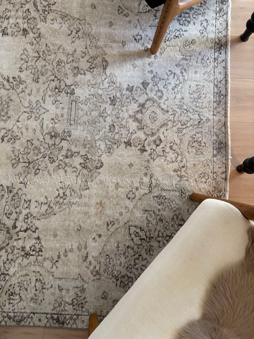 ヴィンテージラグ　トルコ　アナトリア　ウォッシュ　ベージュオーバーダイ