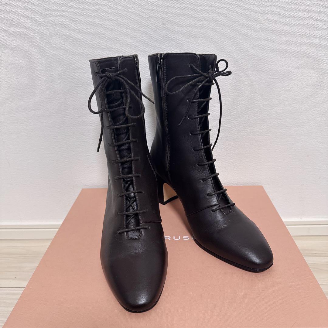 【未使用・美品】ファビオルスコーニ レースアップショートブーツ 37
