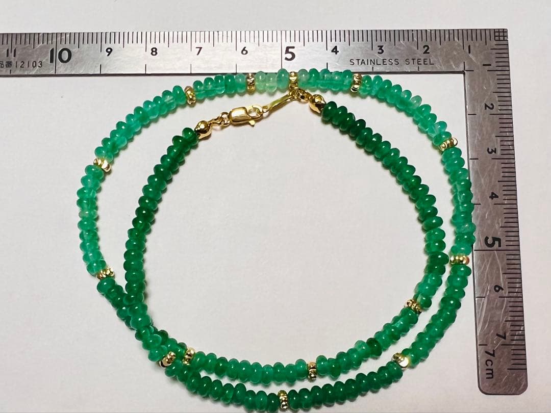 エメラルドグラデーションネックレス 天然石 留め具SILVER925