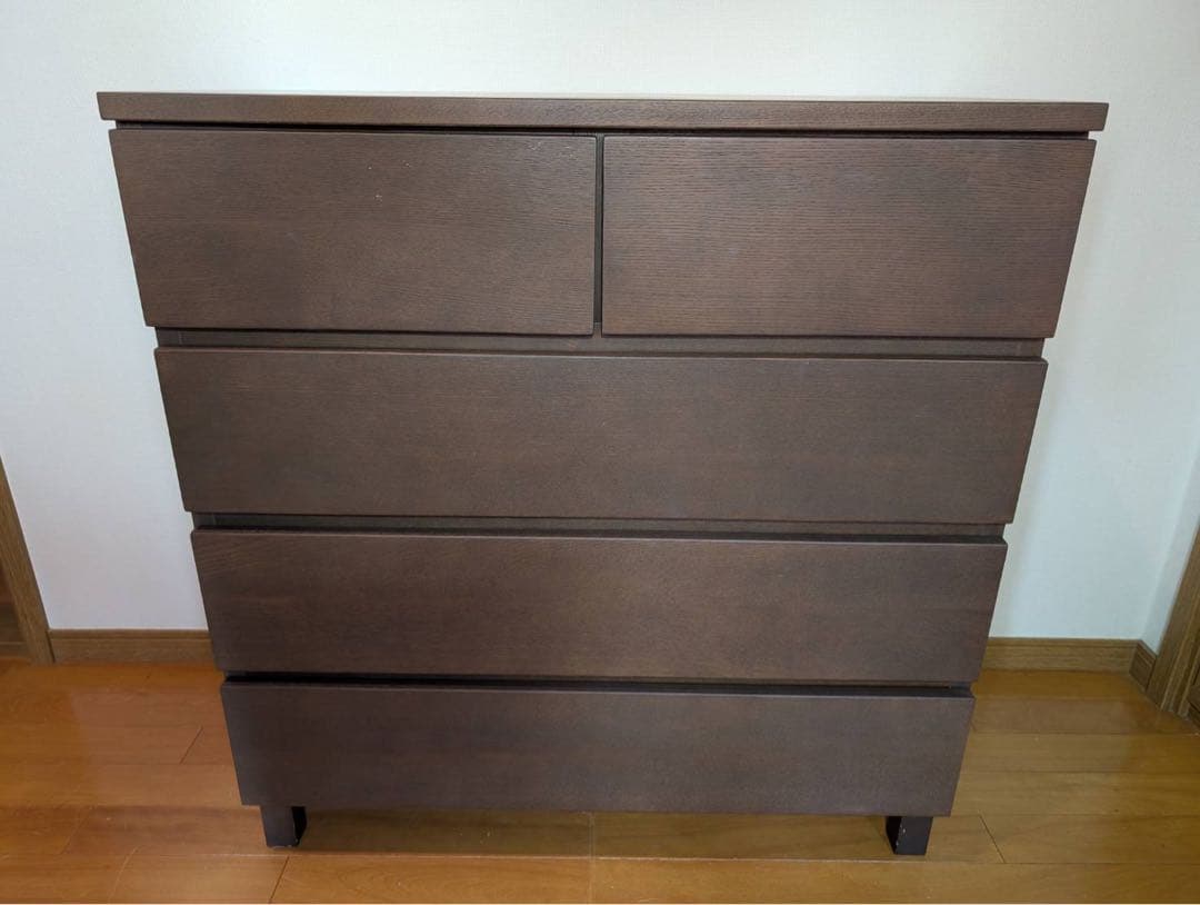 ■送料込■無印 MUJI 木製4段 チェスト 収納 ブラウン たんす 衣類収納