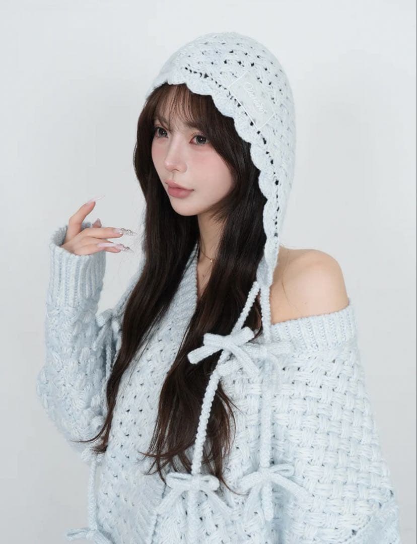 Darich ダーリッチ アントルラックリボンニットボンネット　SAX サックス