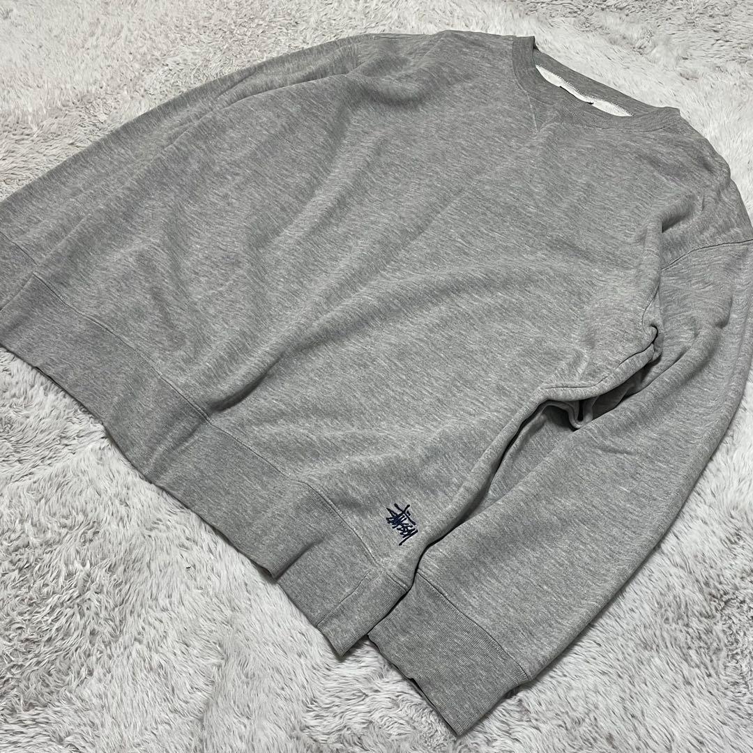 old stussy 90s 00s スウェット　紺タグ　前V 刺繍　短丈　M