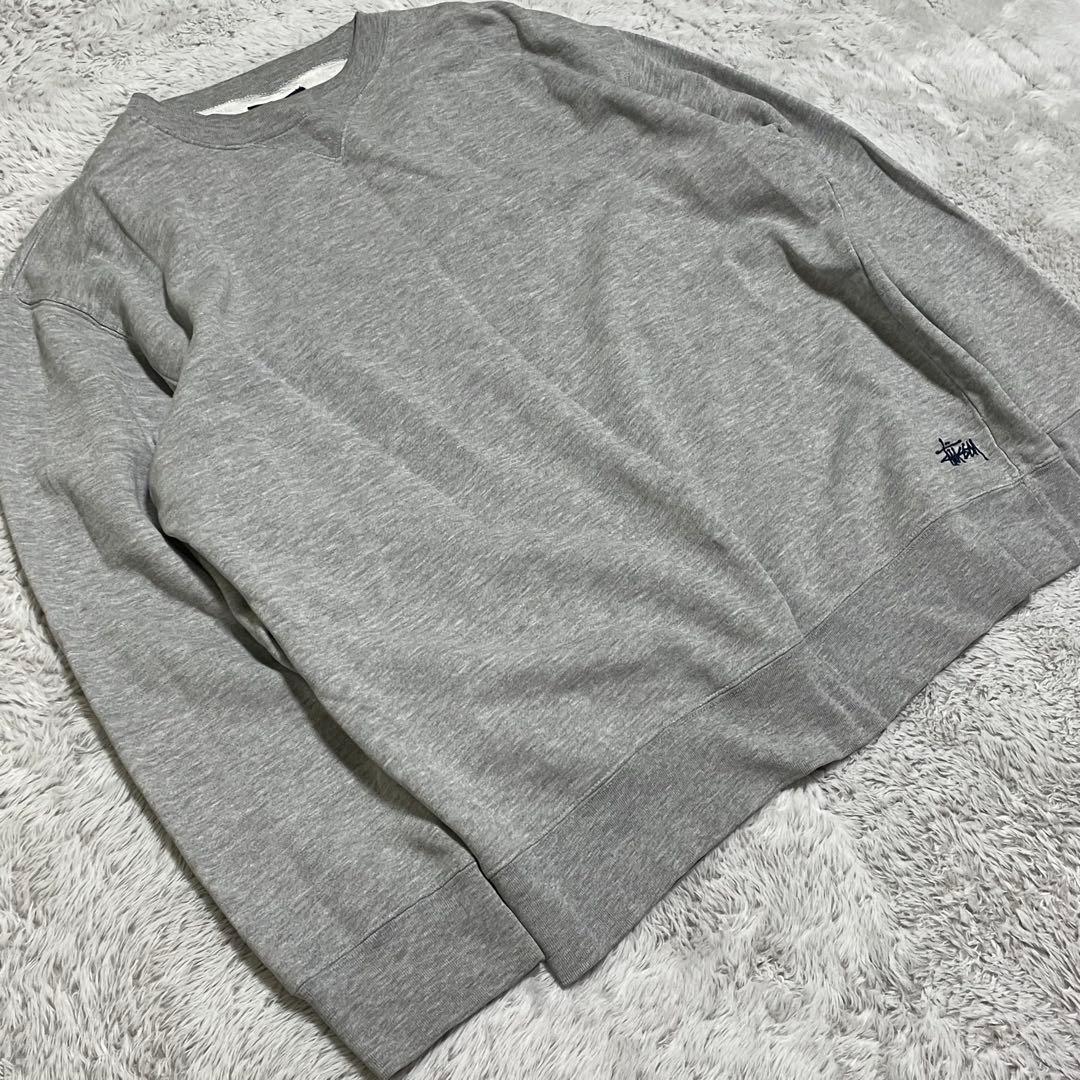 old stussy 90s 00s スウェット　紺タグ　前V 刺繍　短丈　M