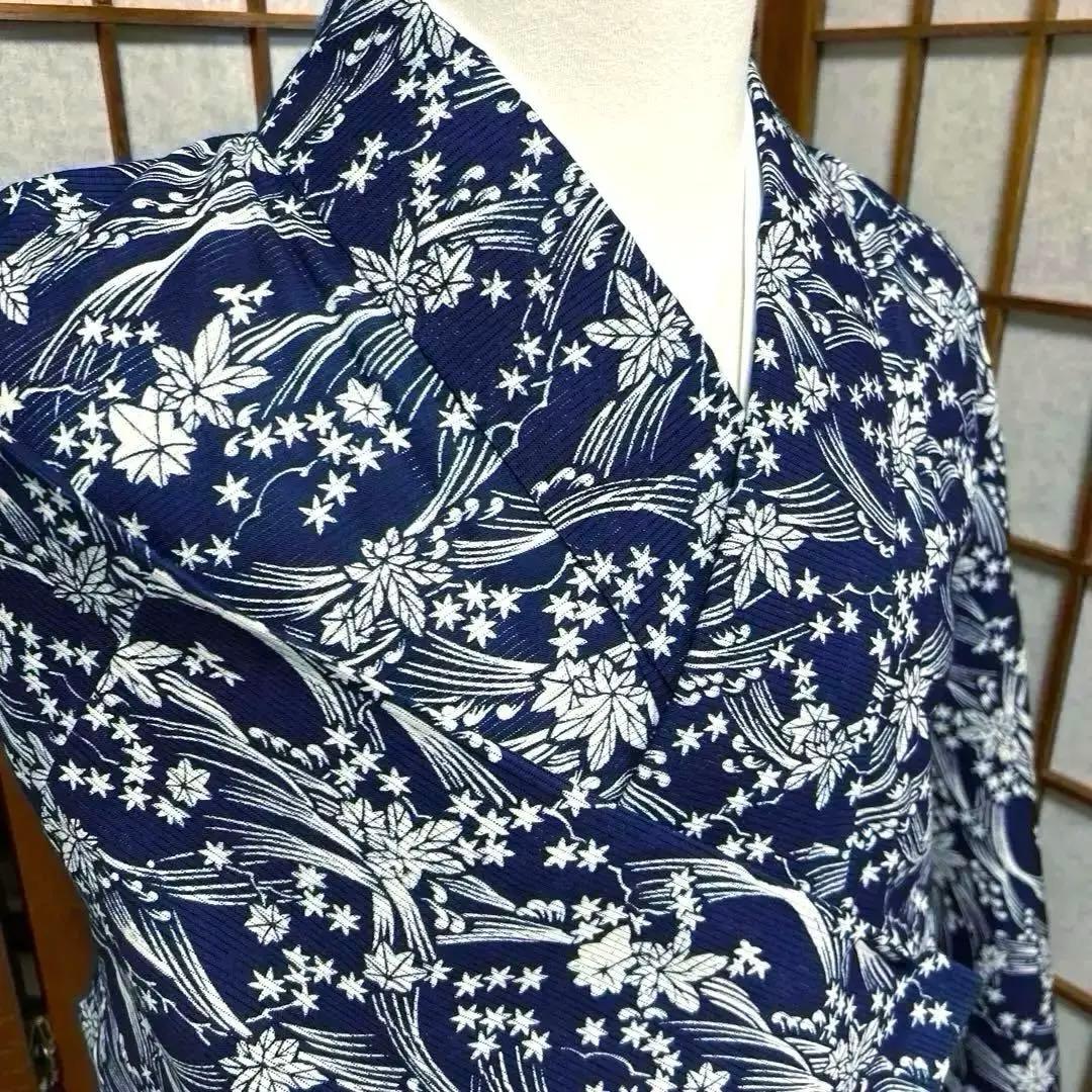 綿絽の浴衣　《藍　波　葉》