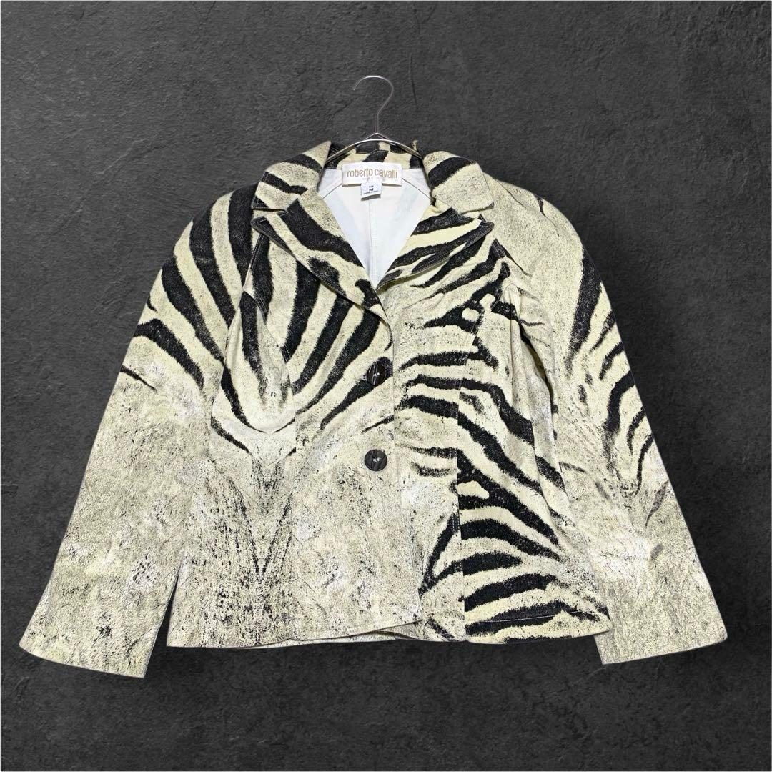 ロベルト カバッリ テーラードジャケット ゼブラ柄 コットン Ｍサイズ