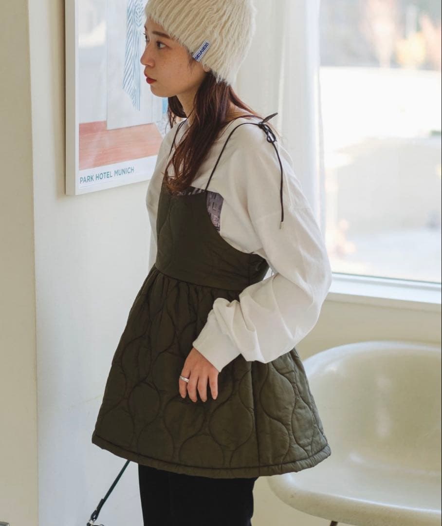 kastane キルティングキャミビスチェ　カーキ