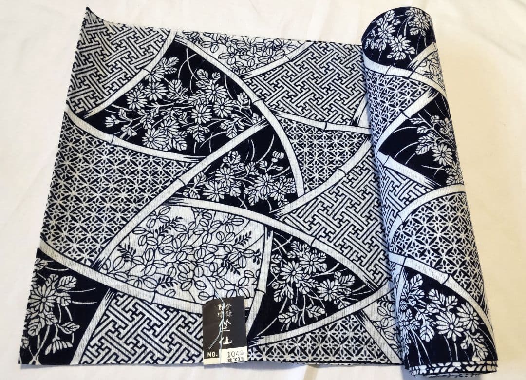 浴衣 反物 綿呂 竺仙 絽 本染 萩 菊 竹 和柄 古典