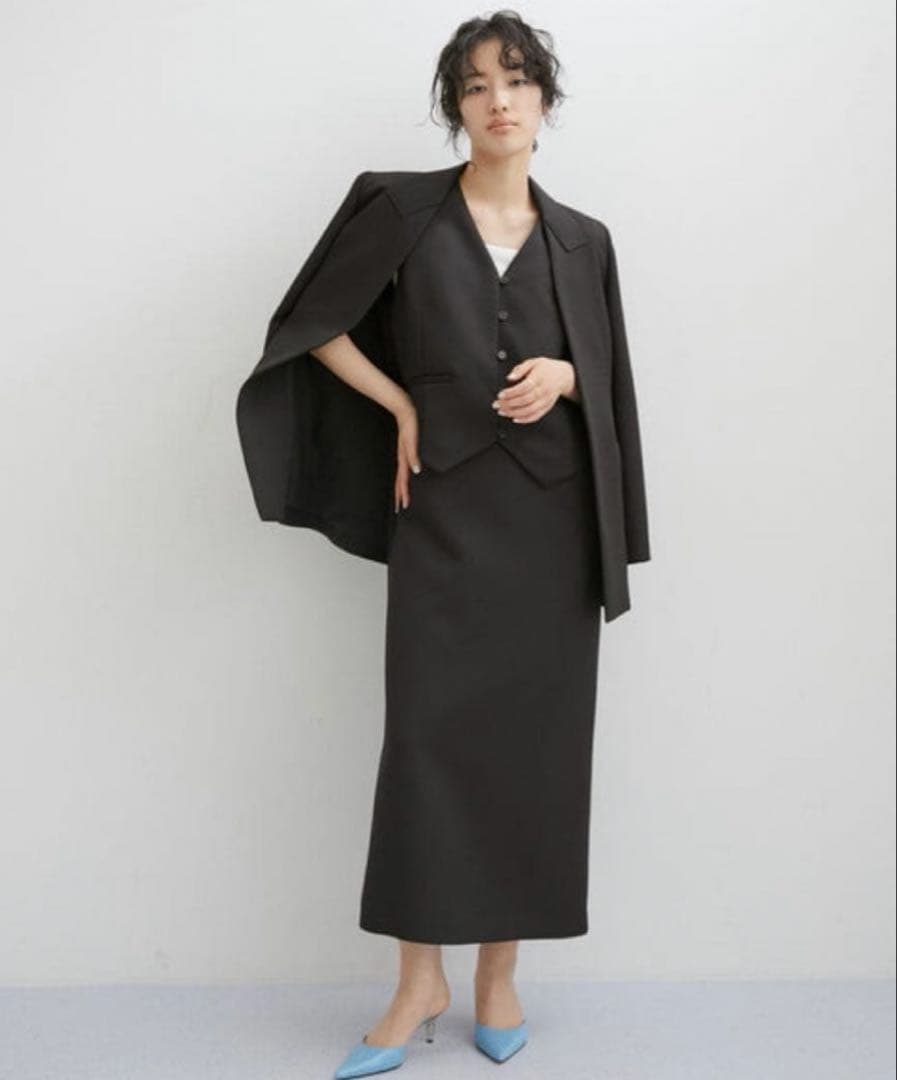 アダムエロペ　シェイプフォルムシングルジャケット　ノーカラージャケット