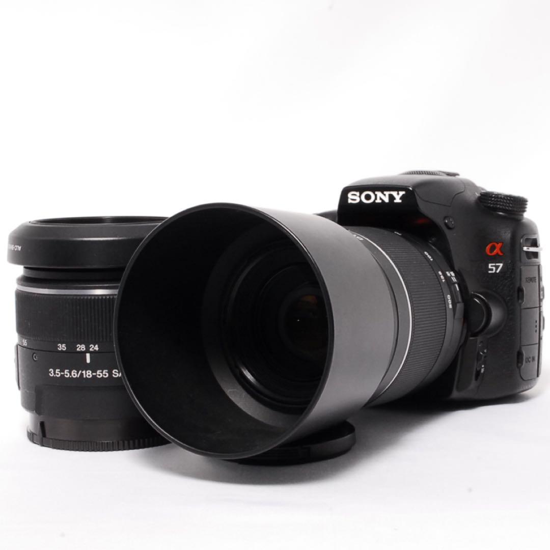 ◆初心者に◆SONY α57◆一眼レフカメラ◆すぐ使える◆スマホ転送◆Wレンズ◆