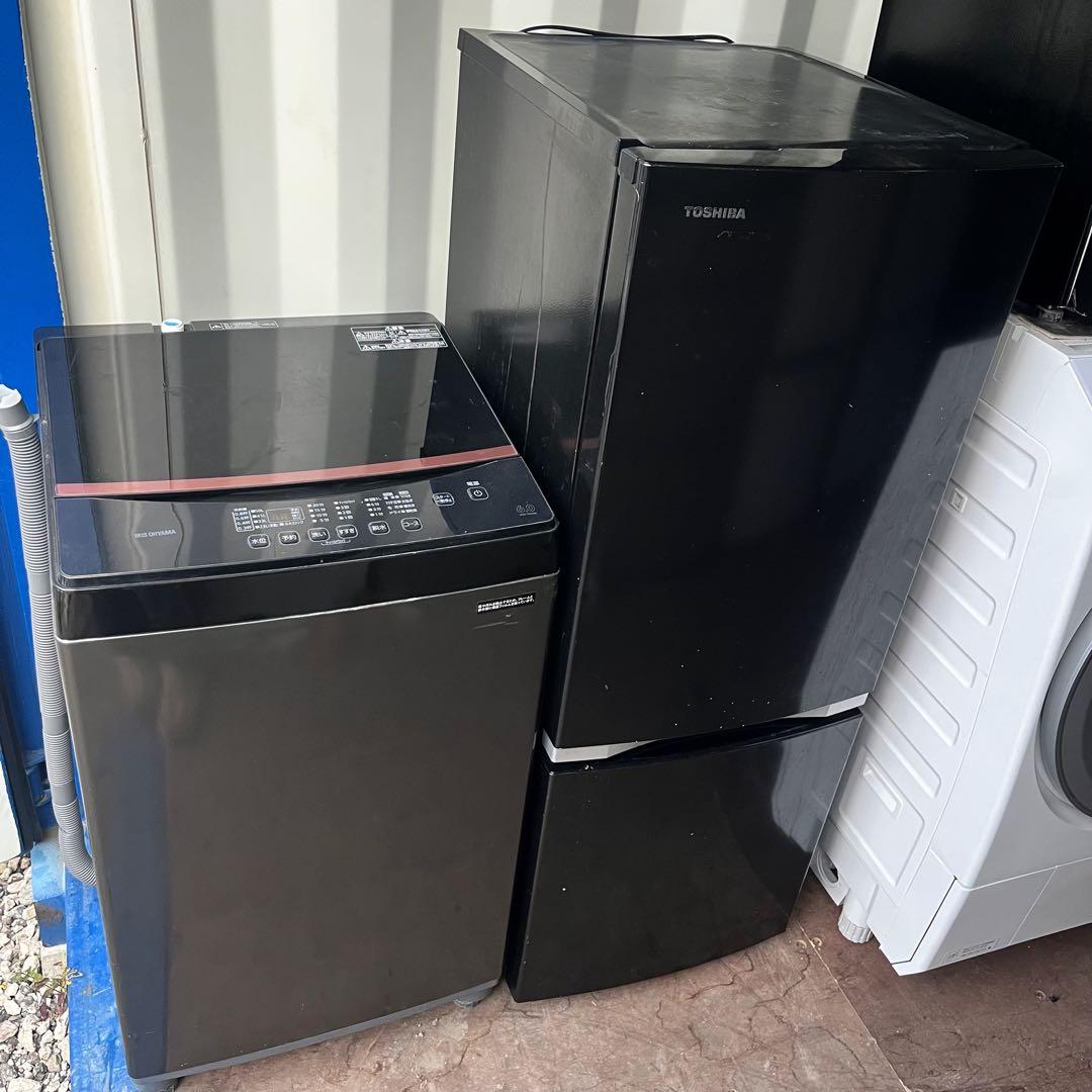 374取付無料！アイリスオーヤマスタイリッシュブラック洗濯機 東芝冷蔵庫