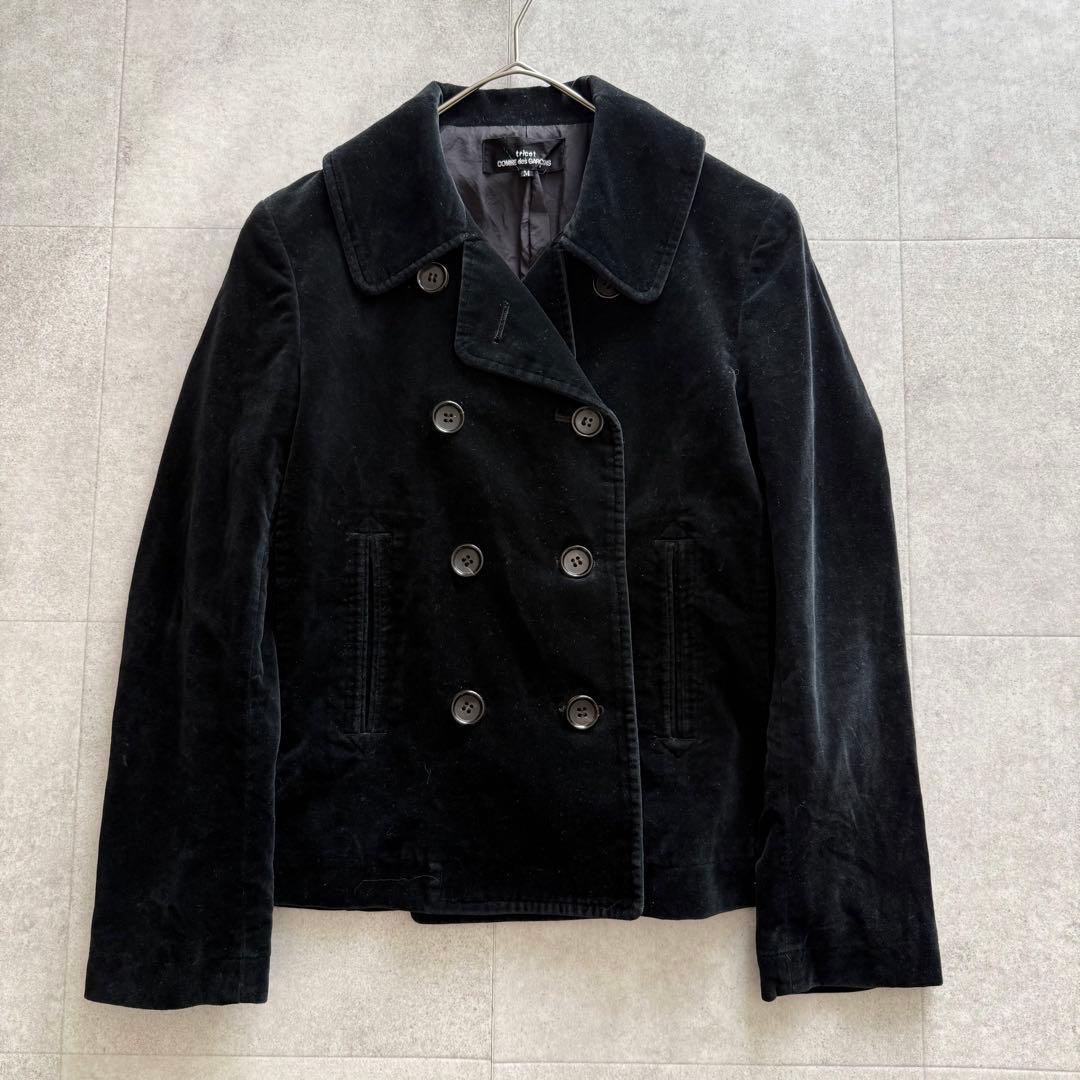 トリココムデギャルソン　ベロアジャケット　ダブル　AD2002 黒