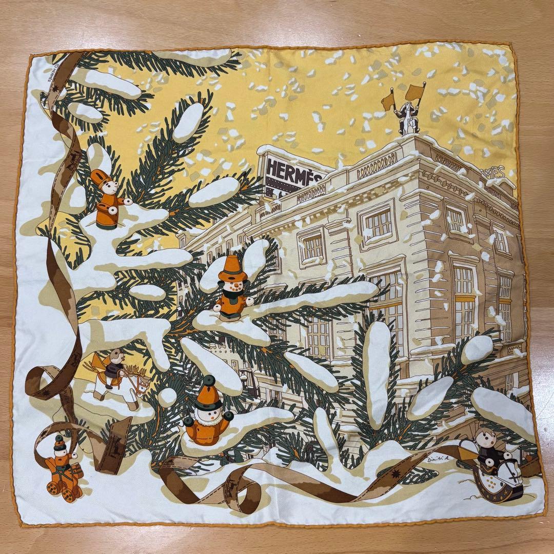 HERMES シルクスカーフ 雪の動物