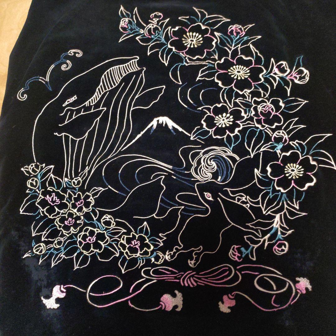 激レア　00s ちきりや 別珍スカジャン クジラうさぎ 紺 Ｌサイズ 男女兼用