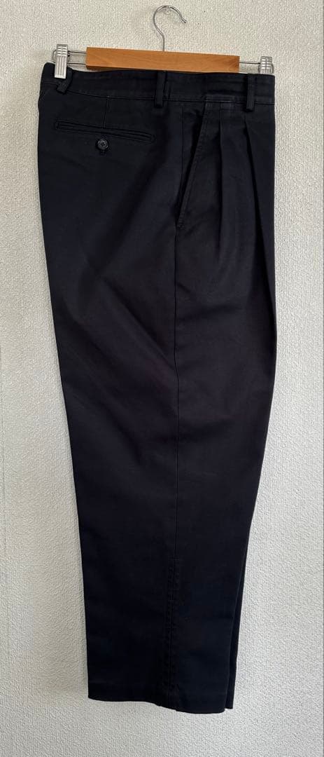 HERMES 2タックコットンワイドテーパードパンツ 黒 38