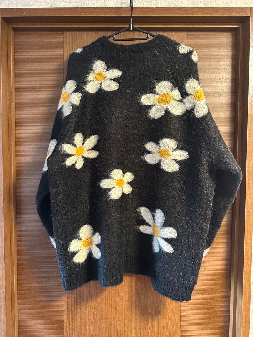 美品タウンクラフト　フラワーニット　花柄ニット　オーバーサイズ　モヘア　Mサイズ