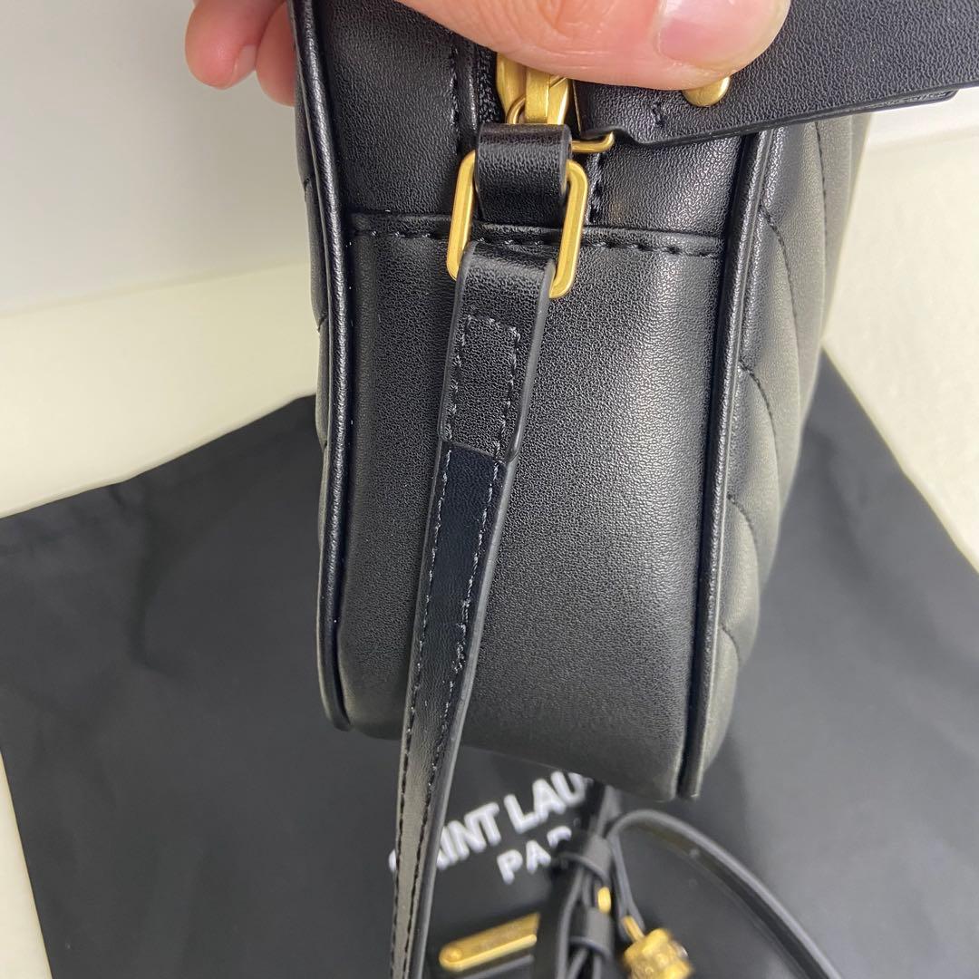 SAINT LAURENTブラック キルティングショルダーバッグ ゴールド