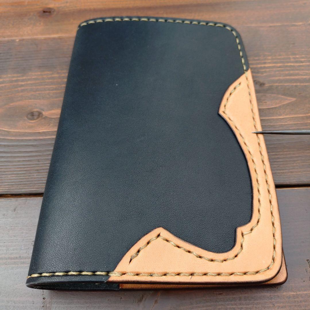 栃木オイルレザー‼️レザー通帳ケース　レザーお薬手帳ケース 【ハンドメイド品】