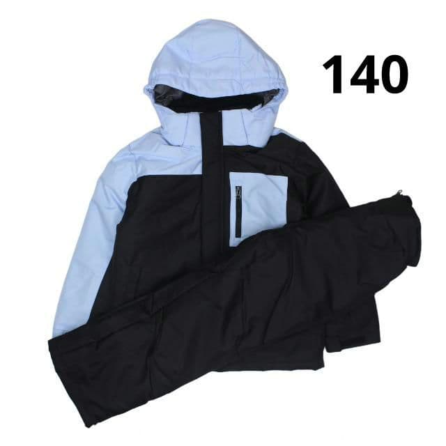 スキーウェア 上下セット ジュニア 男の子 サイズ調節可能 サックス 140