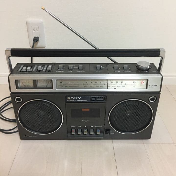 カセット部修理済み、SONY CF-6300 ラジカセ