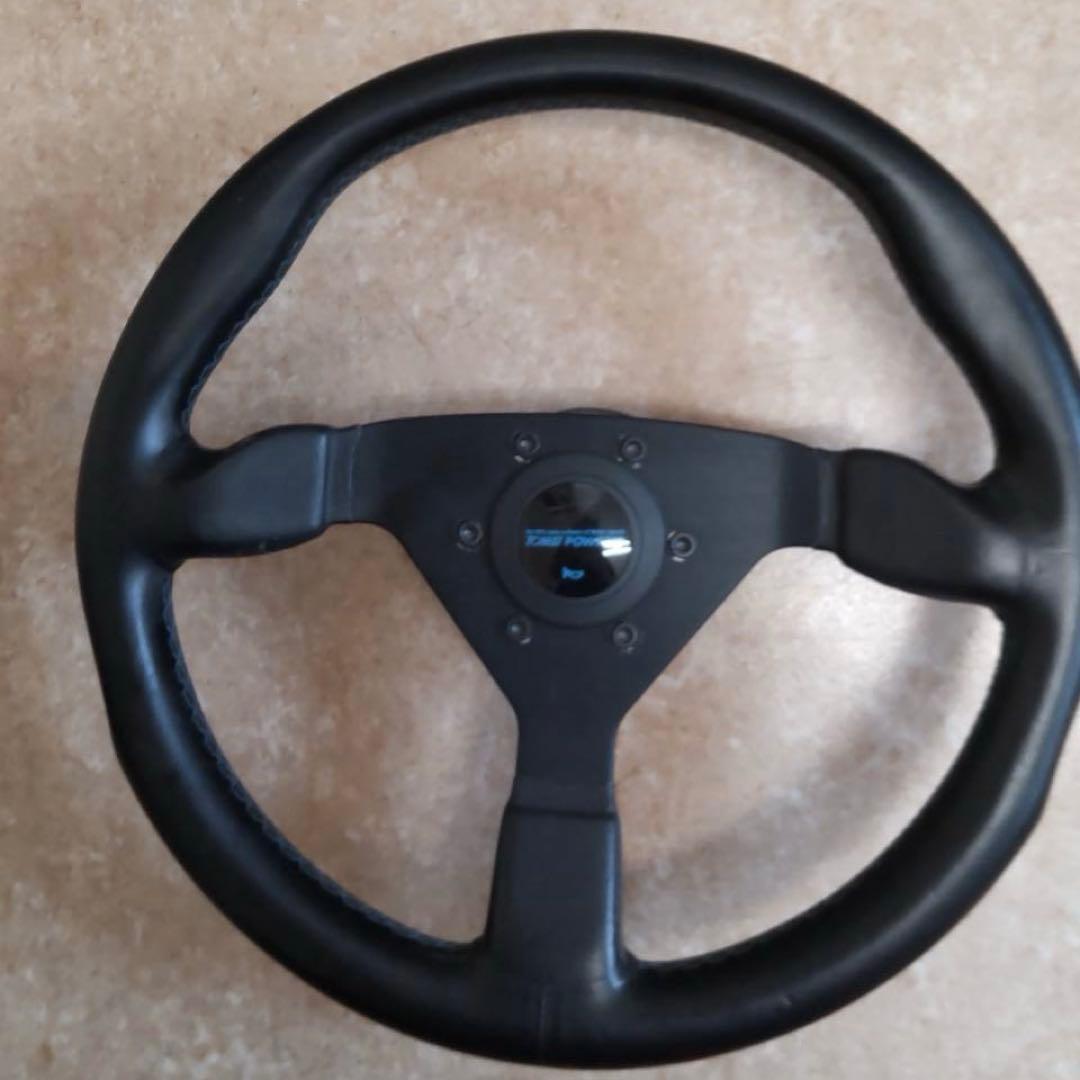 当時物 TOMEI 東名 パワード ブラックレザー ステアリング 3スポーク