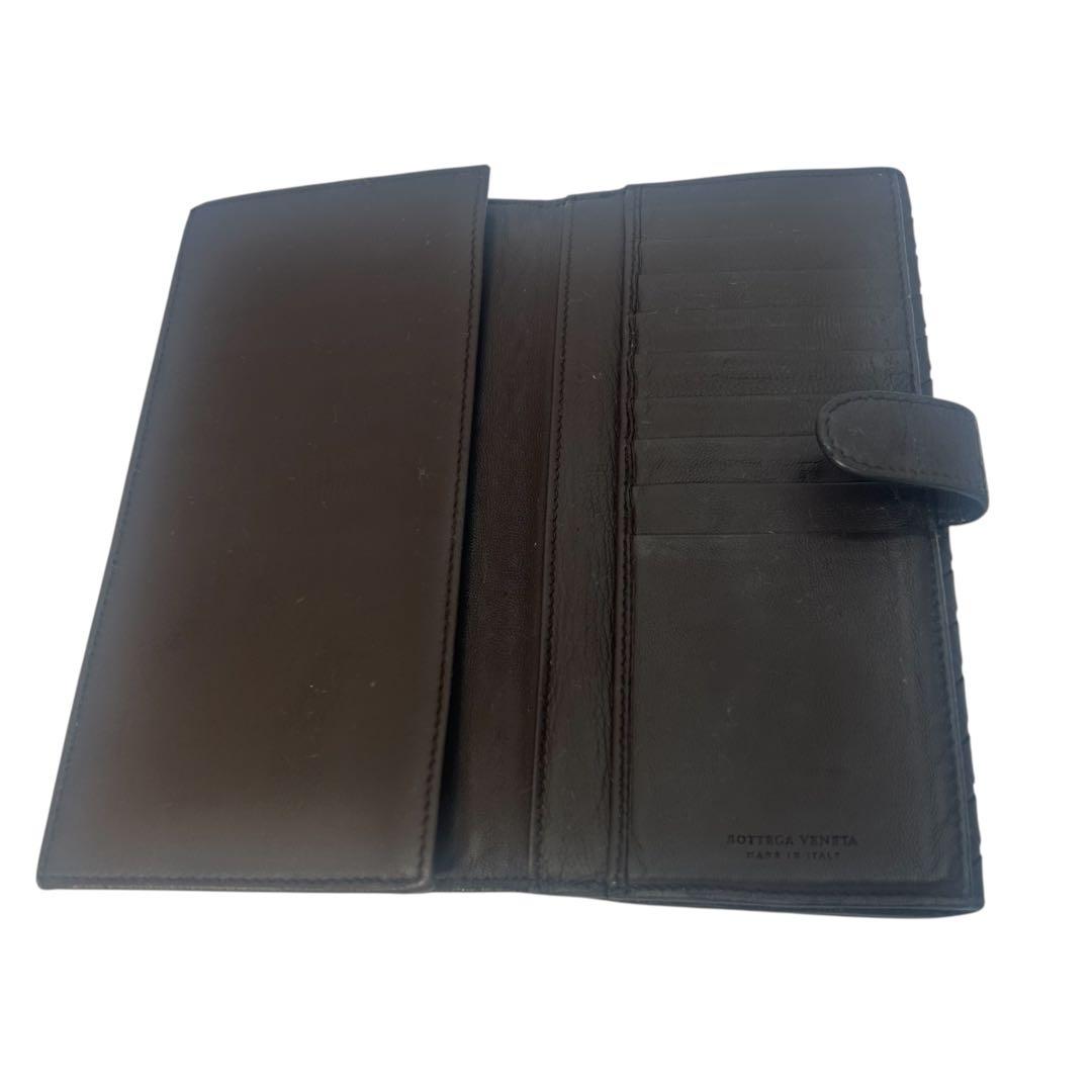 【美品】ボッテガヴェネタ イントレチャート 長財布 ブラウン レザー 本革