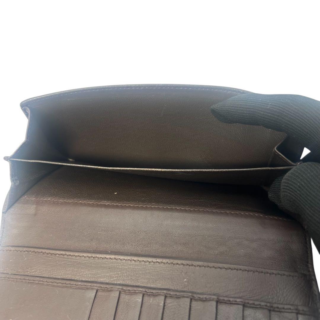 【美品】ボッテガヴェネタ イントレチャート 長財布 ブラウン レザー 本革