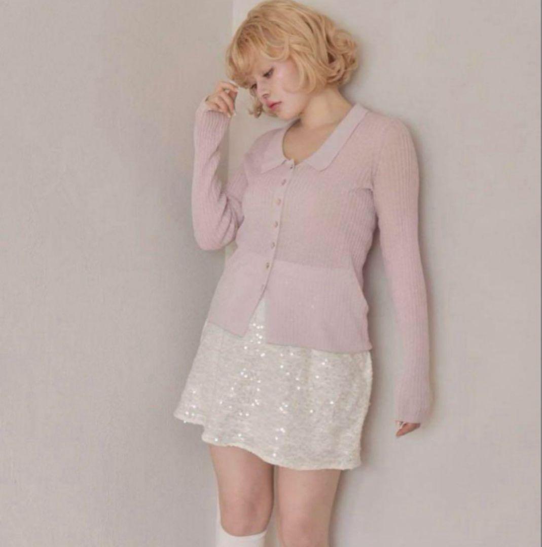 muguet spangle mini skirt white Sサイズ