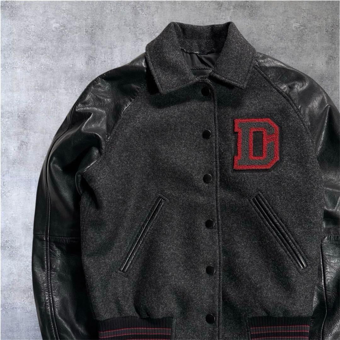 【美品】DIESEL ディーゼル スタジャン ロゴ刺繍 レザー 異素材