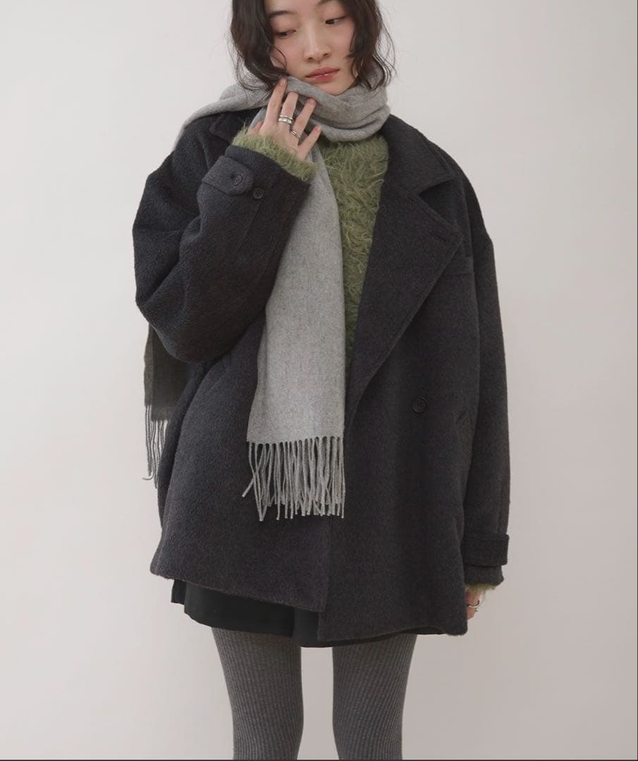 MUHET シャギーハーフコート / shaggy half coat ブラック