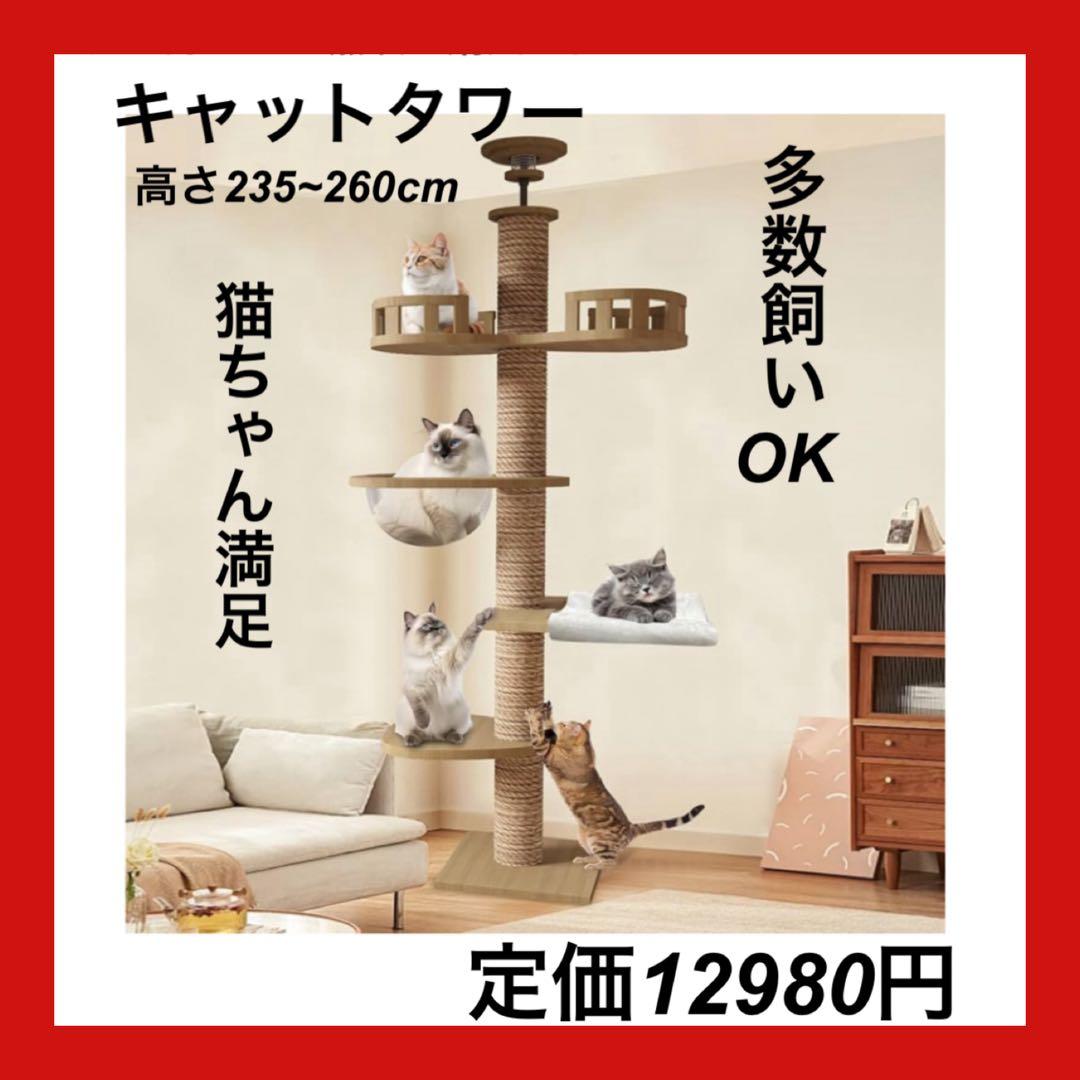キャットタワー 突っ張り 木製 キャットツリー 木登りタワー 宇宙船 多頭飼い