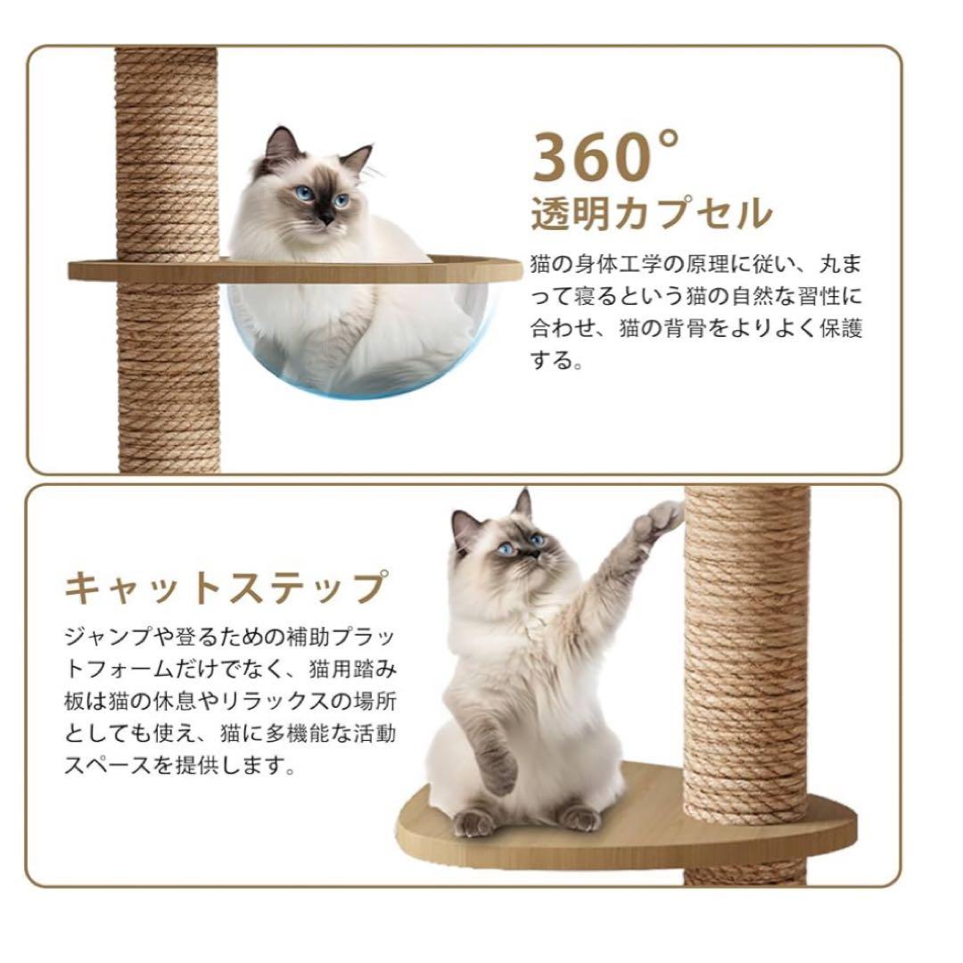 キャットタワー 突っ張り 木製 キャットツリー 木登りタワー 宇宙船 多頭飼い