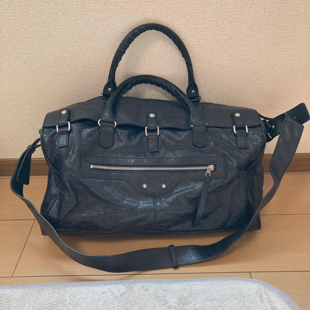 バレンシアガ　黒 レザー ボストンバッグ