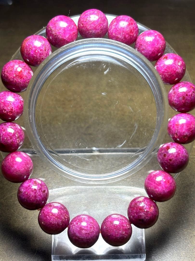 天然石ルビーブレス約10.8〜11.4㎜新品高品質「宝石の女王」一点限濃いピンク