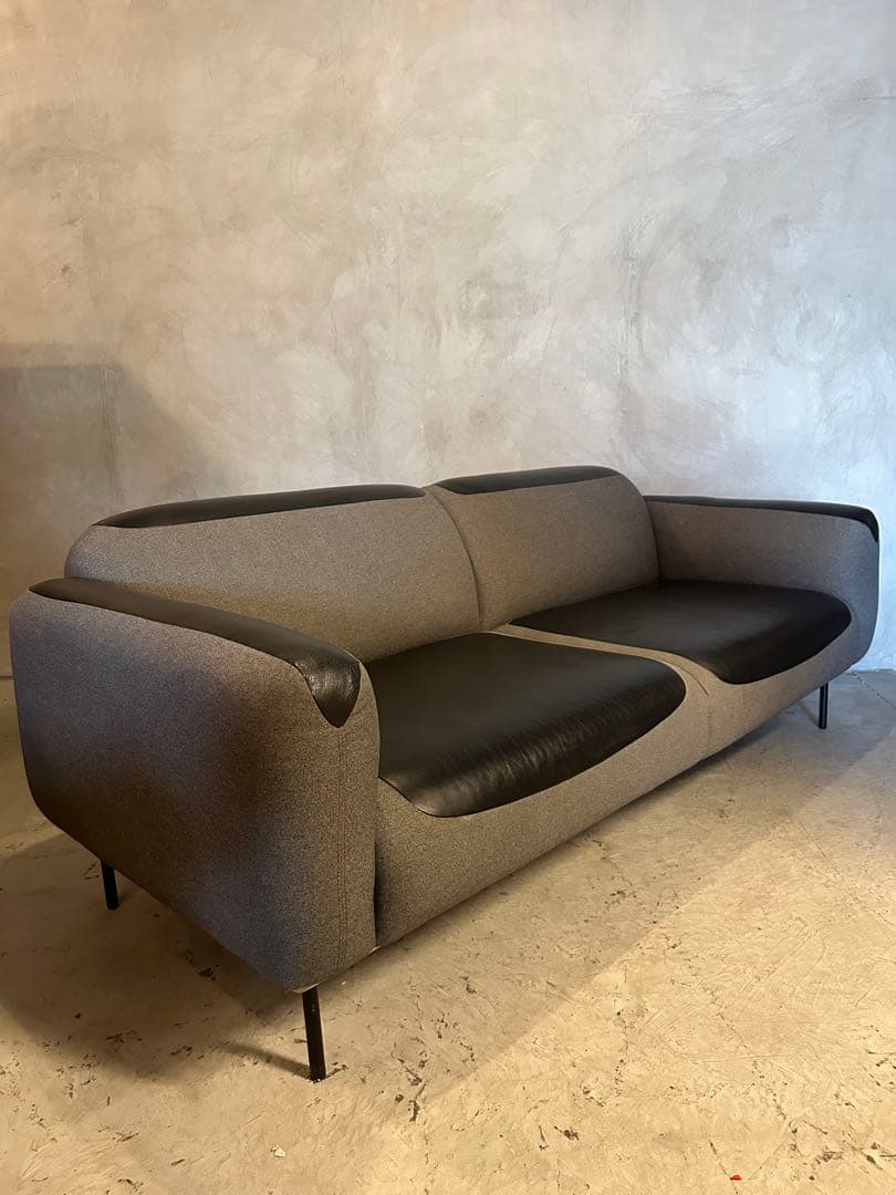 【東京23区配送無料】超高級　200cm レザー　デザイナーズ　ソファー　チェア