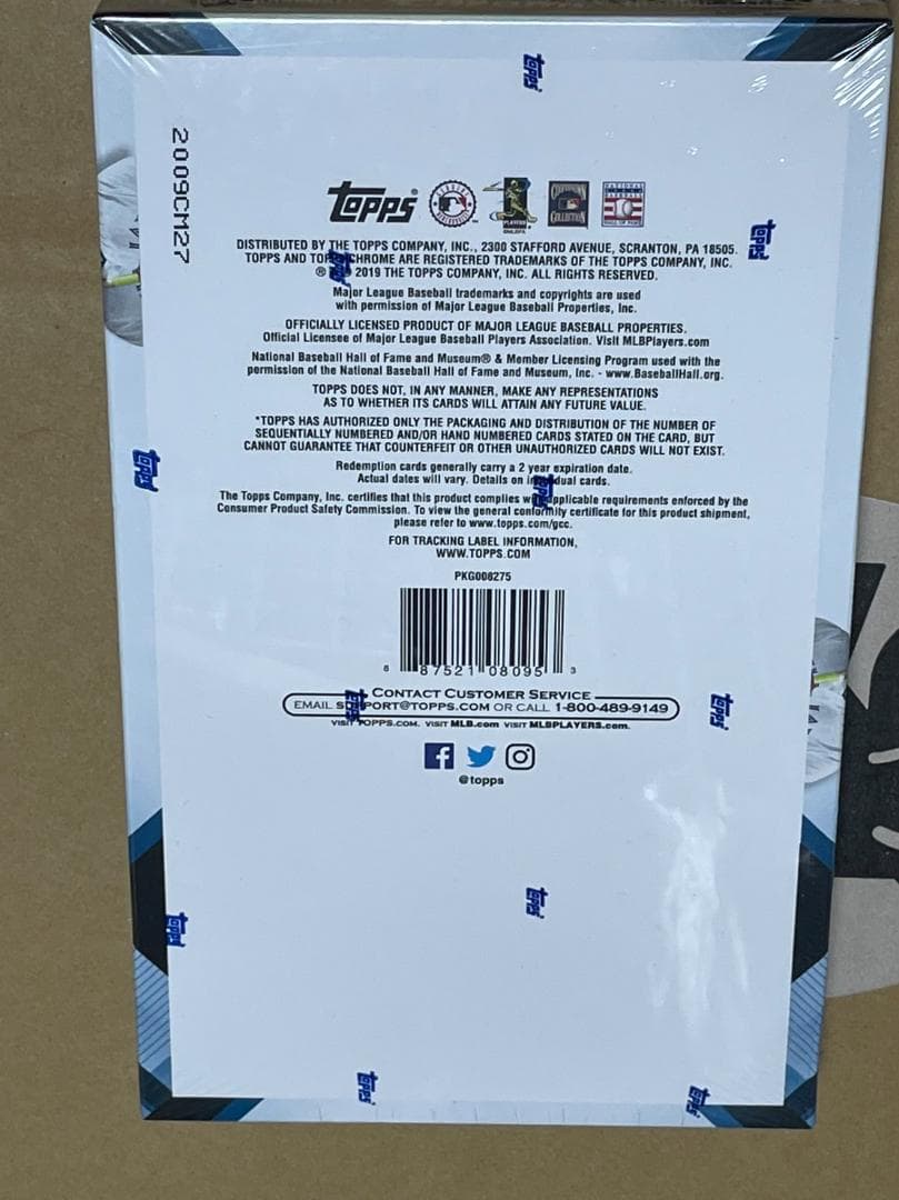 2019 Topps Chrome hobby box MLB選手の直筆サイン入