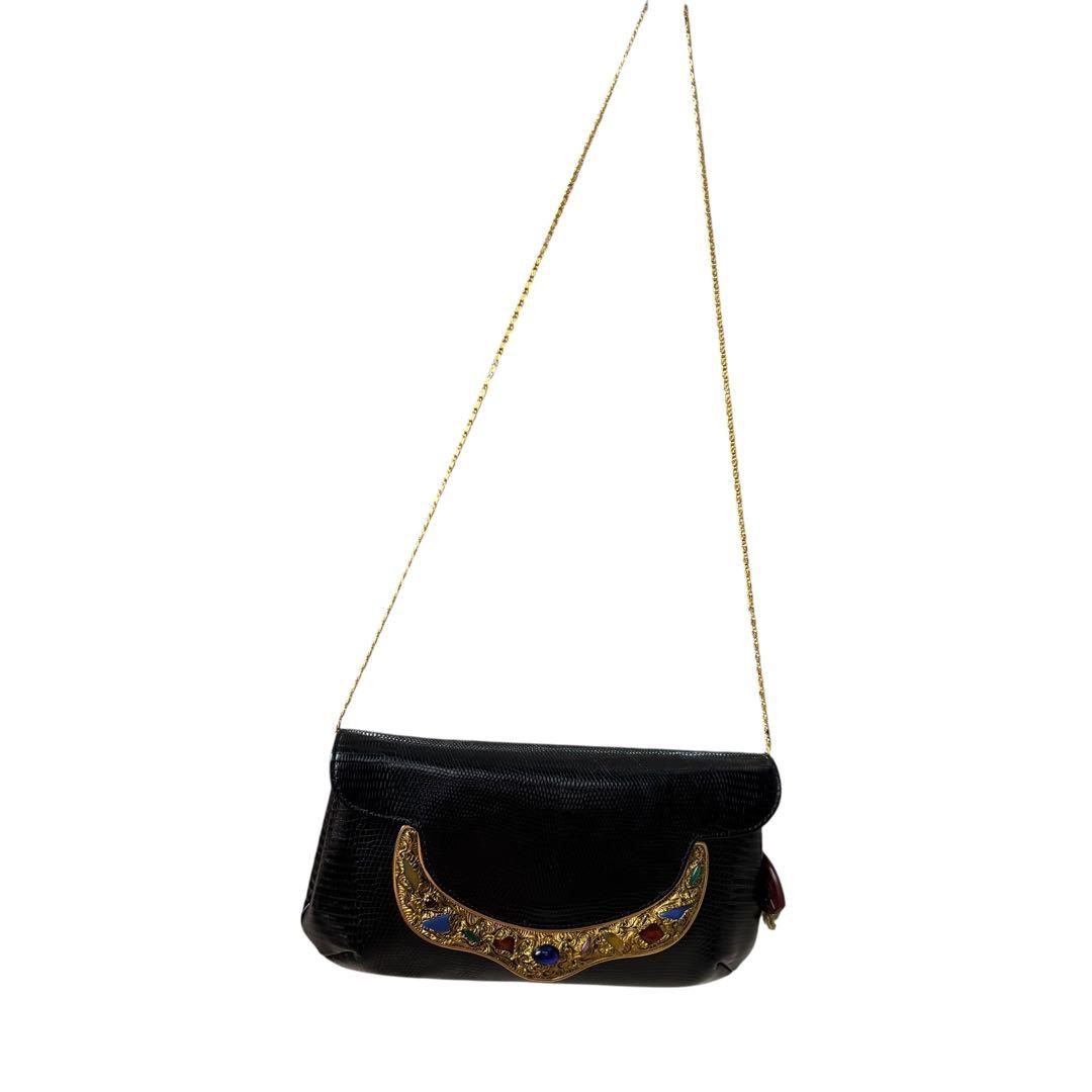 濱野　ハマノ　チェーンバッグ　クラッチバッグ　2way サンピエトロ　リザード